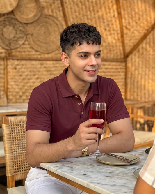 DEEP MAROON PIQUÉ POLO SHIRT