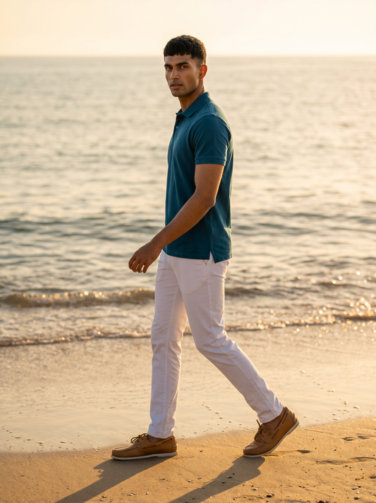 Deep Teal Solid Polo T-Shirt
