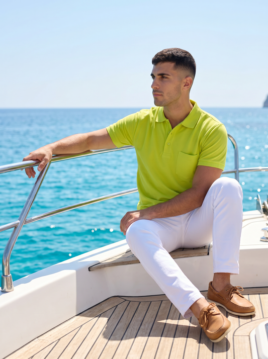 Lime Green Solid Polo T-Shirt