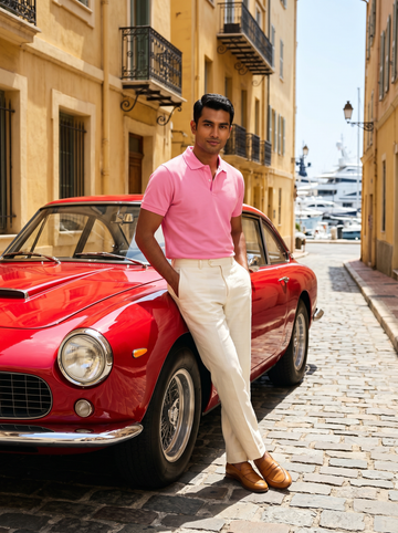 Soft Pink Solid Polo T-Shirt