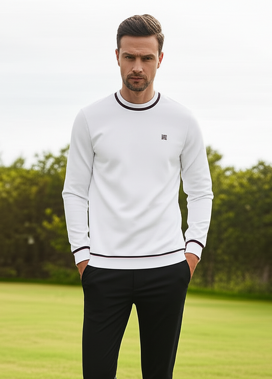 Sporty Striped Heavy Collar T-Shirt