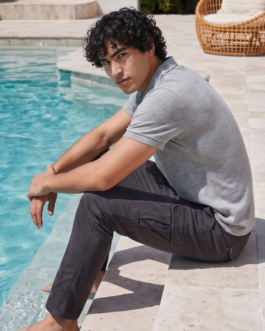 LIGHT GREY POLO T-SHIRT