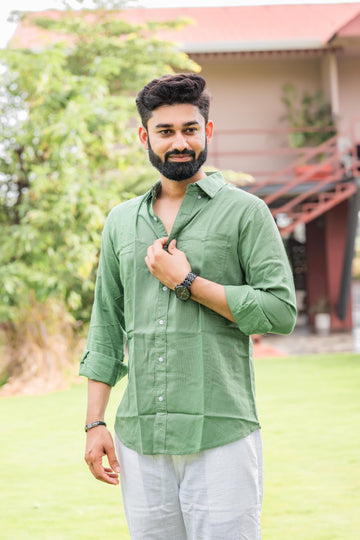 PURE LINEN GREEN SHIRT