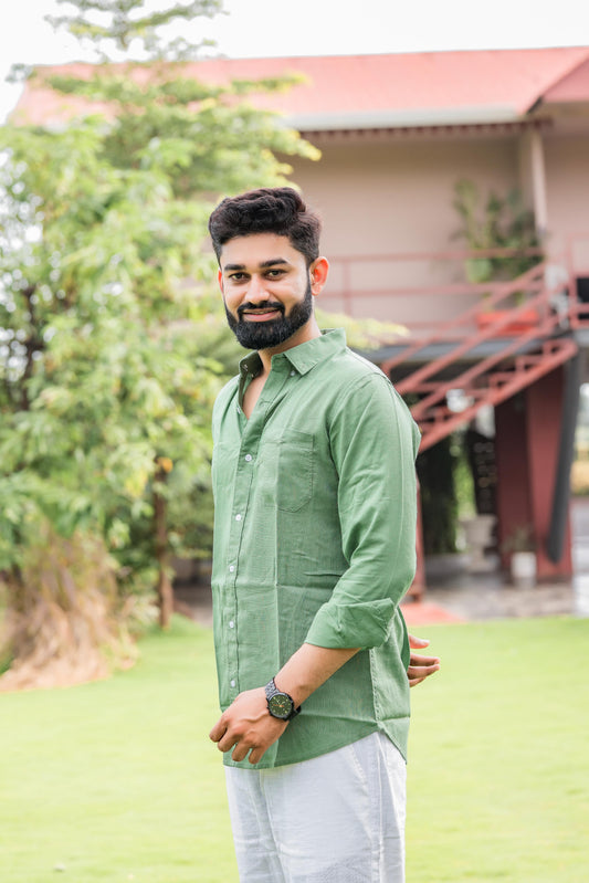 PURE LINEN GREEN SHIRT