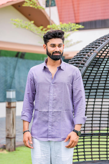 Purple Linen Blend Shirt