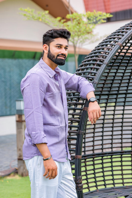 Purple Linen Blend Shirt