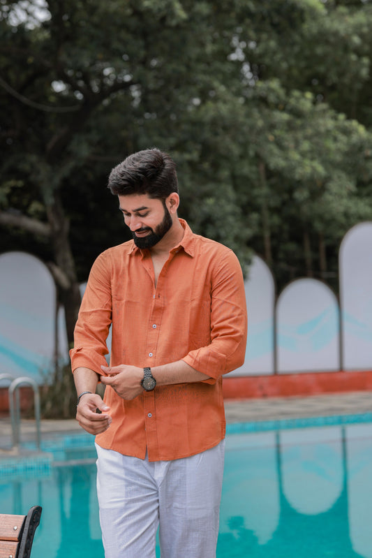 Burnt Orange Linen Shirt