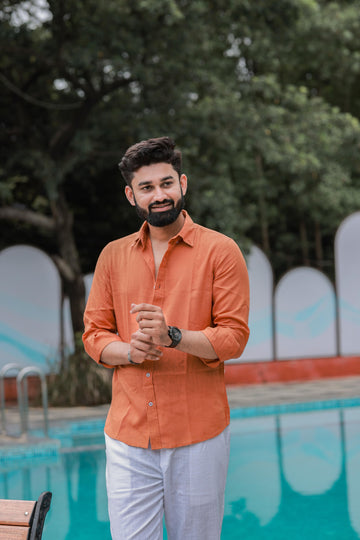 Burnt Orange Linen Shirt