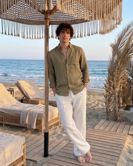 Olive Linen Shirt