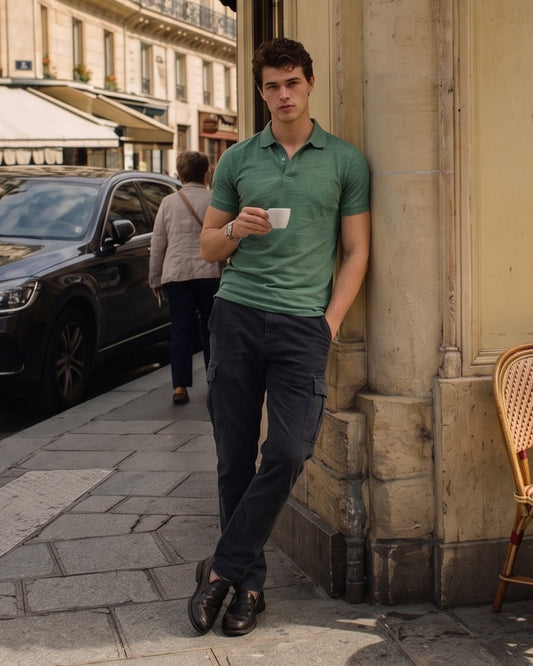 OLIVE GREEN POLO T-SHIRT