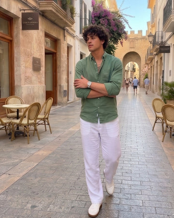 PURE LINEN GREEN SHIRT