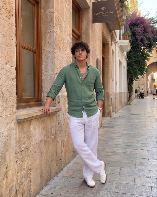 PURE LINEN GREEN SHIRT