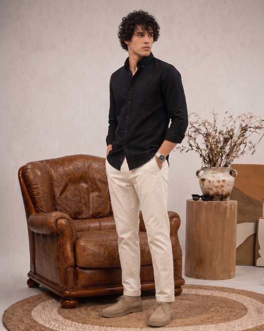 PURE LINEN BLACK SHIRT