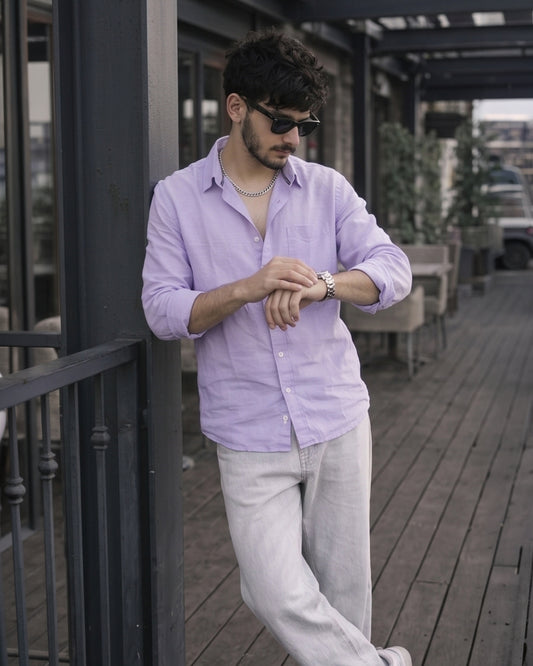 Purple Linen Blend Shirt