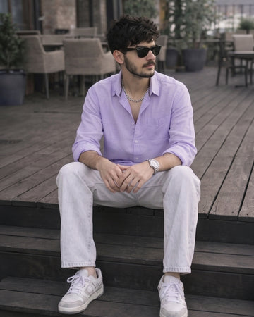 Purple Linen Blend Shirt