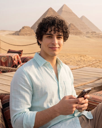 Sky Blue Check Giza Blend Shirt