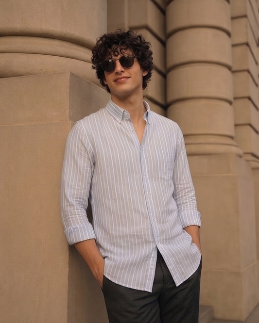 Sky Blue Stripe Linen Shirt