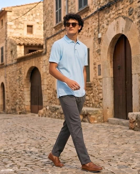 SKY BLUE PIQUÉ POLO SHIRT