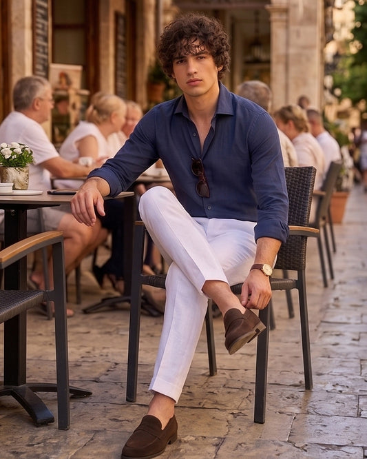 Slate Blue Cotton Shirt – Casual Stylish Solid Shirt