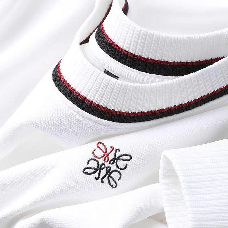 Sporty Striped Heavy Collar T-Shirt