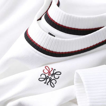 Sporty Striped Heavy Collar T-Shirt