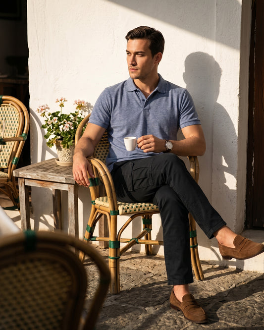 STEEL BLUE POLO T-SHIRT