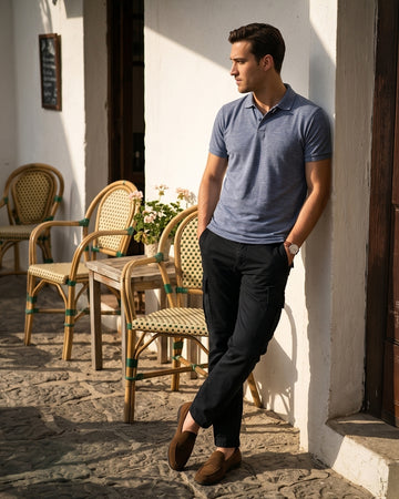STEEL BLUE POLO MÉLANGE T-SHIRT