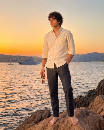 Light Yellow Strip Giza Blend Shirt