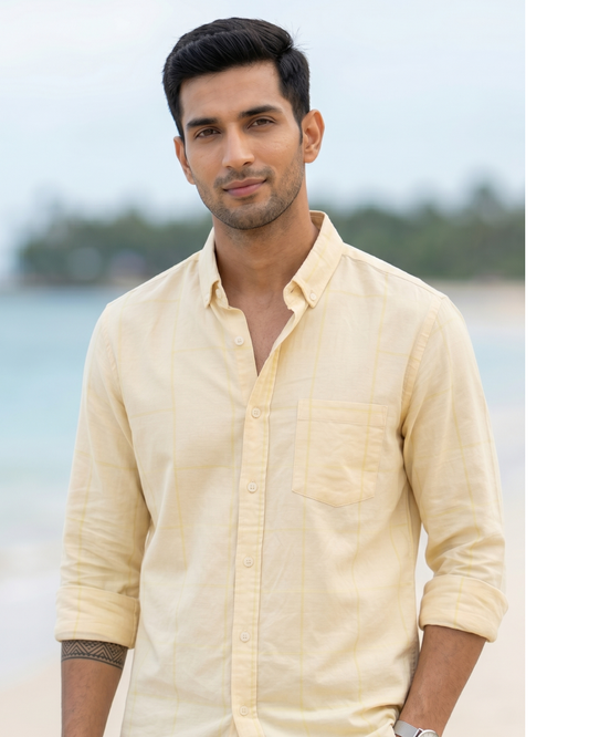 Light Yellow Giza Check Shirt