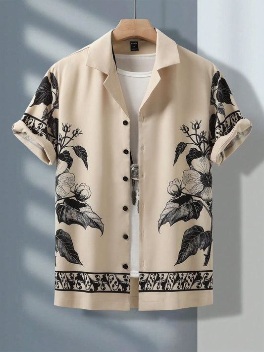 Densetrend Beige Floral Print Imported Shirt