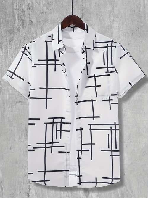 Black and White Gridlock Casual Shirt