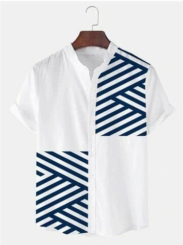 Densetrend White Geometric Pattern Casual Shirt