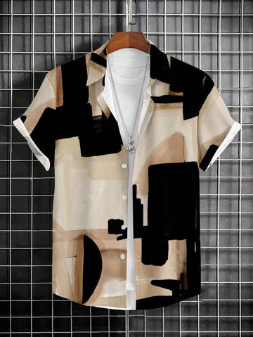 Densetrend Abstract Beige Black Imported Shirt