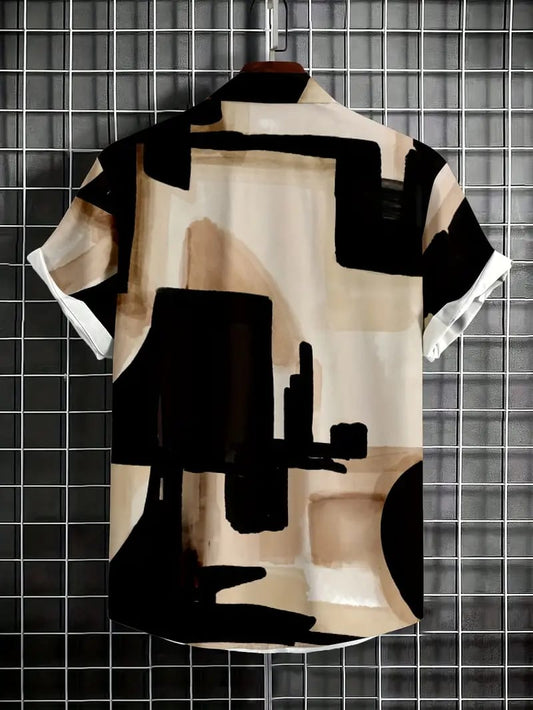 Densetrend Abstract Beige Black Imported Shirt