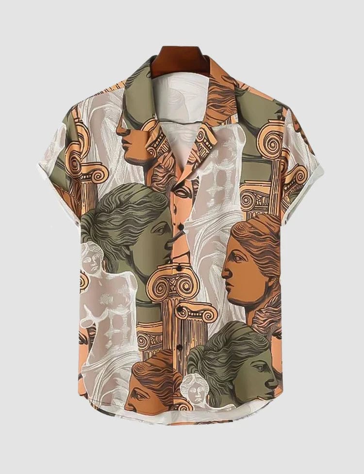Classical Statue Print Camp Shirt