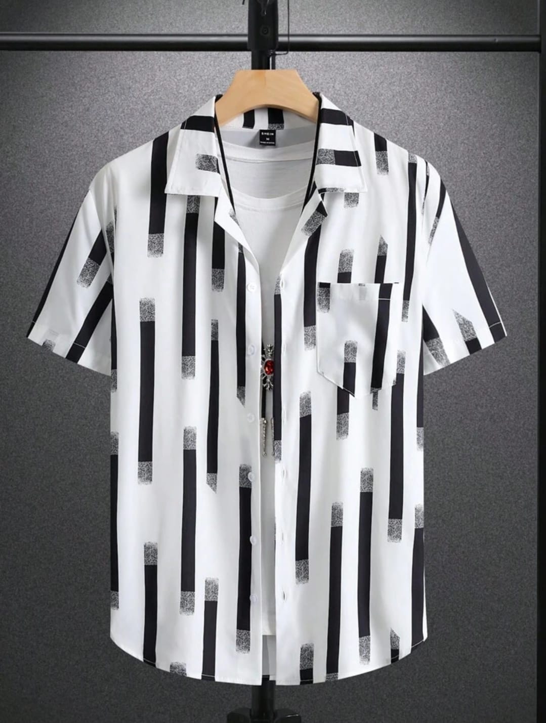Black and White Brushstroke Resort Shirt