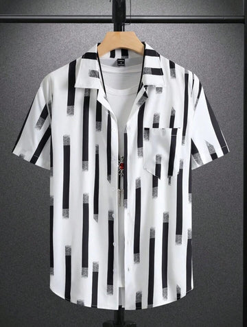 Black and White Brushstroke Resort Shirt
