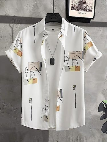 Modern Art Block Print Casual Shirt