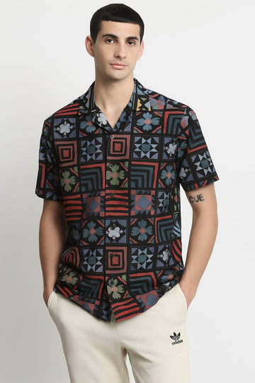 Men's Abstract Geometric Print Casual Shirt