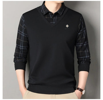 Chater Logo V-Neck Layered Winter Sweater