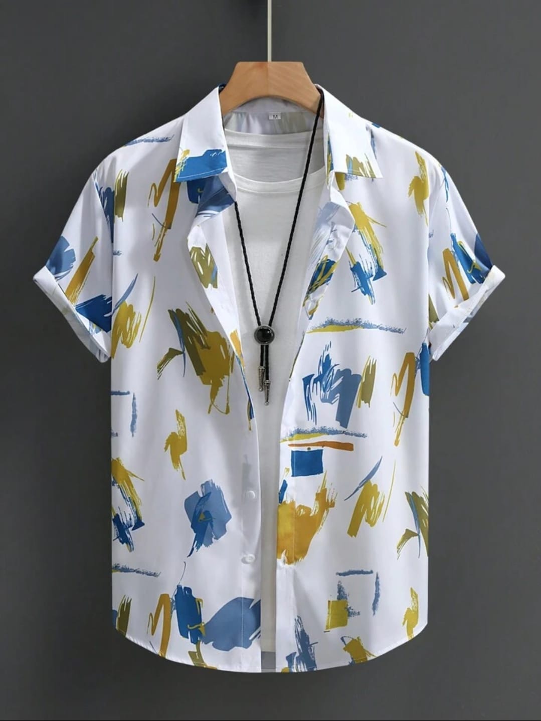 Blue and Gold Brushstroke Casual Shirt