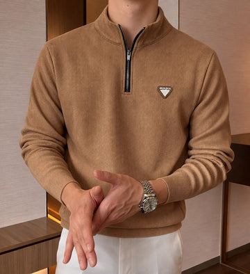 Men’s Imported Fabric Regular Fit Winter Pullover Brown