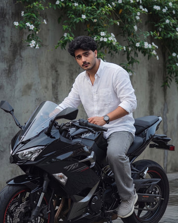 White Linen Blend Shirt