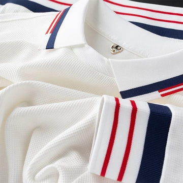 Modern Fit Polo with Retro Red & Navy Ribs