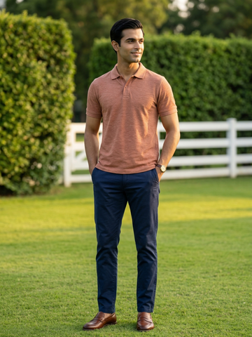 RUST ORANGE POLO MÉLANGE T-SHIRT